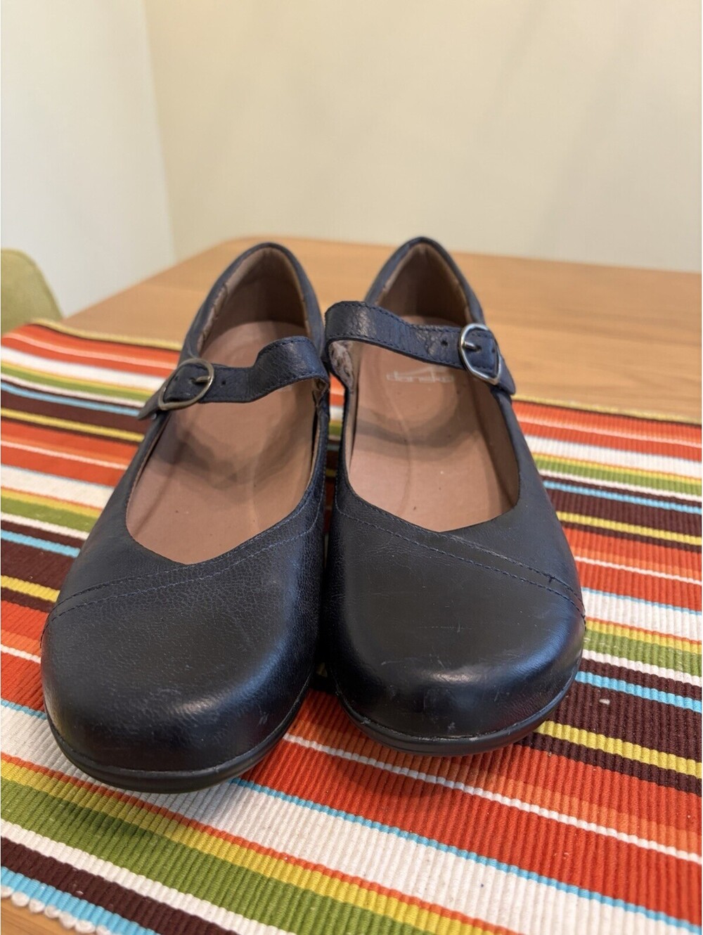 Dansko Fawna 5501-550200 Women’s Navy Leather Mary Jane Flats Shoes 7.5M